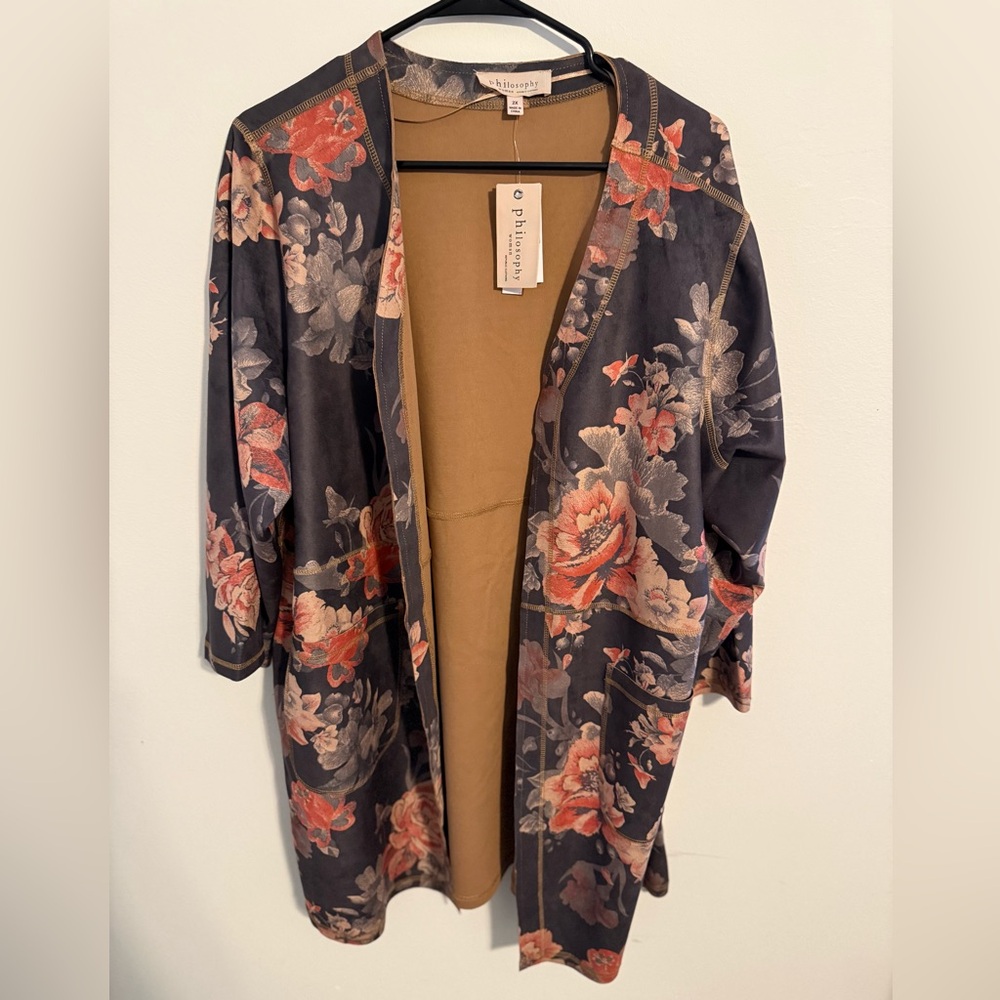Philosophy Black and Red Floral Cape